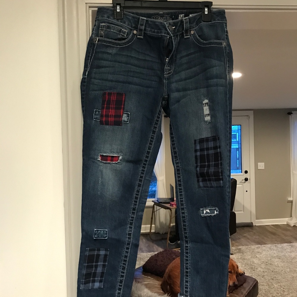 MissMe jeans with patch work.